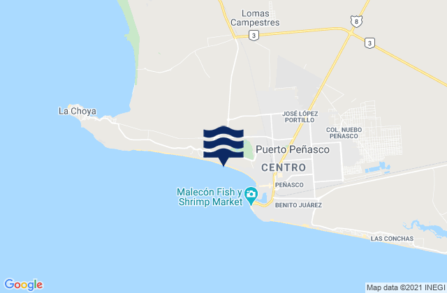 Playa Hermosa, Mexicoの潮見表地図