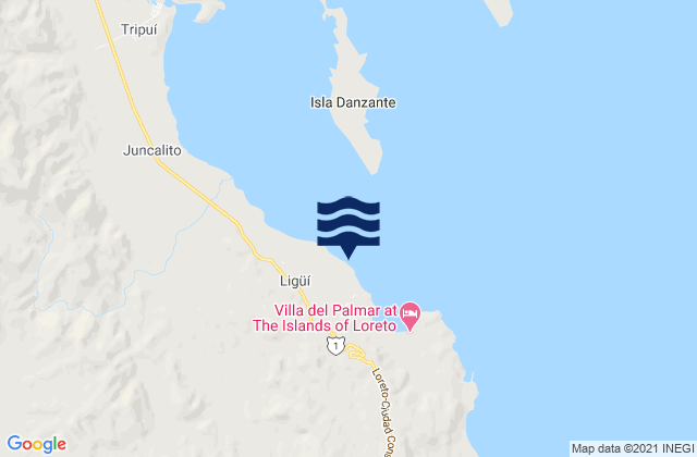 Playa Ligui, Mexicoの潮見表地図