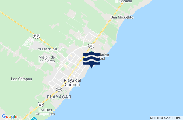 Playa Los Cuatro, Mexicoの潮見表地図