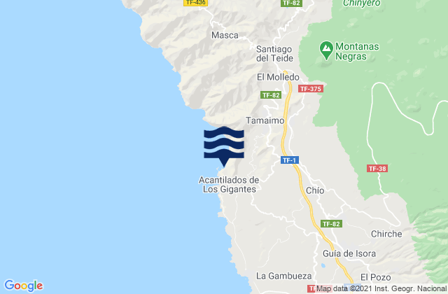 Playa Los Gigantes, Spainの潮見表地図