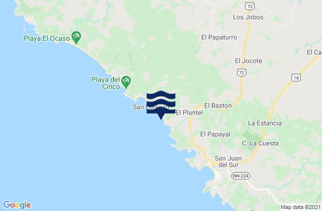 Playa Maderas, Nicaraguaの潮見表地図