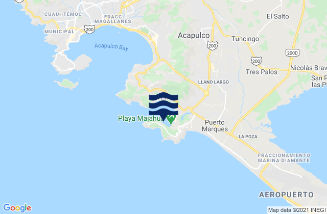 Playa Majahua, Mexicoの潮見表地図