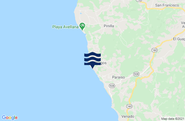 Playa Negra, Costa Ricaの潮見表地図