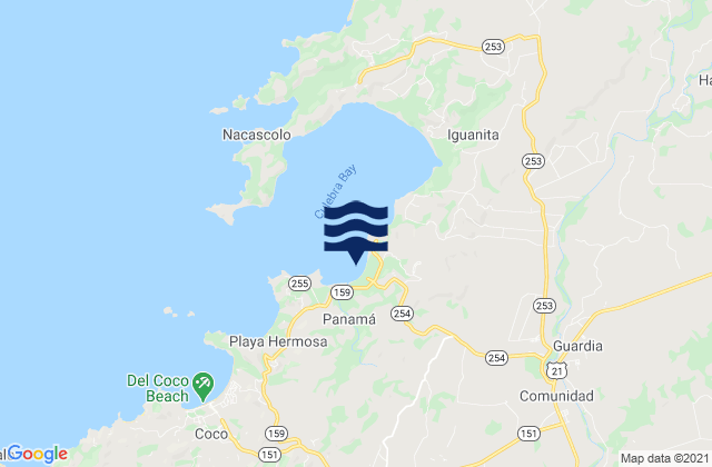 Playa Panama, Costa Ricaの潮見表地図