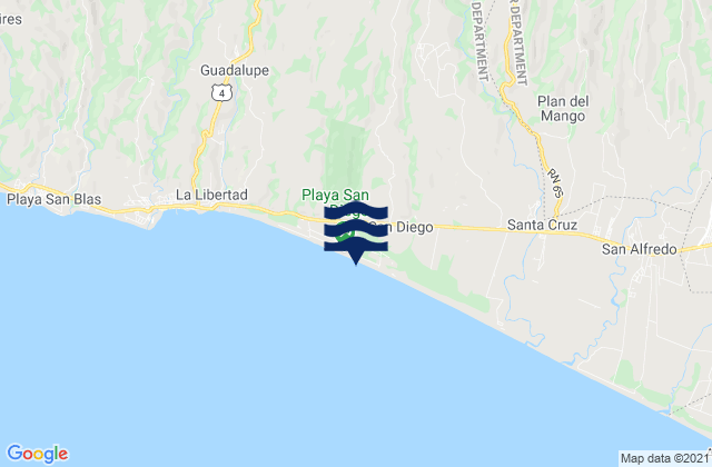 Playa San Diego, El Salvadorの潮見表地図