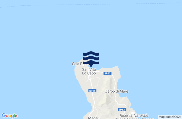 Playa San Vito Lo Capo, Italyの潮見表地図