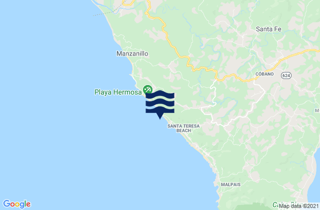 Playa Santa Teresa, Costa Ricaの潮見表地図