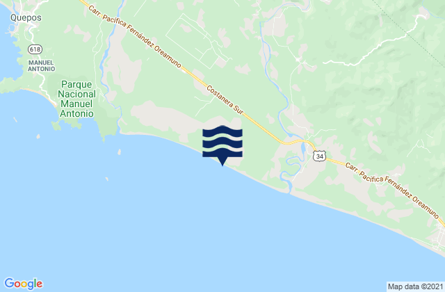 Playa Savegre, Costa Ricaの潮見表地図