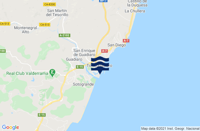 Playa Sotogrande, Spainの潮見表地図