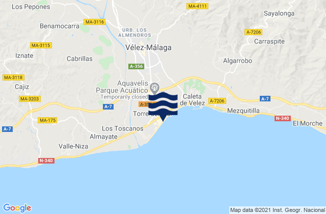 Playa Torre Del Mar, Spainの潮見表地図