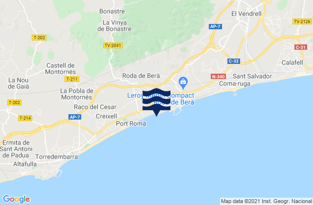 Playa de Barra, Spainの潮見表地図