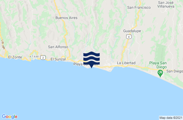Playa de Conchalío, El Salvadorの潮見表地図