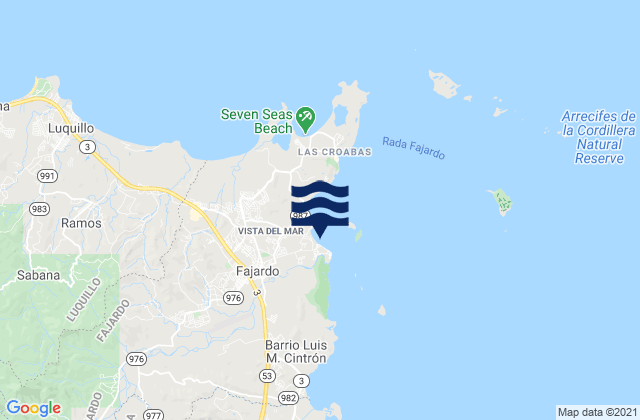 Playa de Fajardo, Puerto Ricoの潮見表地図