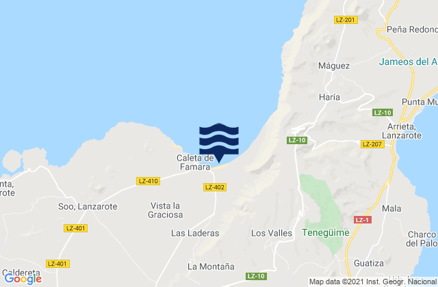 Playa de Famara, Spainの潮見表地図