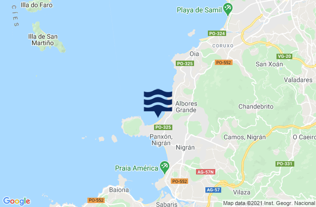 Playa de Patos (El Pico), Portugalの潮見表地図