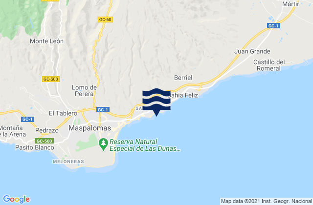Playa de San Agustín, Spainの潮見表地図