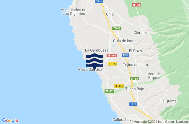 Playa de San Juan, Spainの潮見表地図