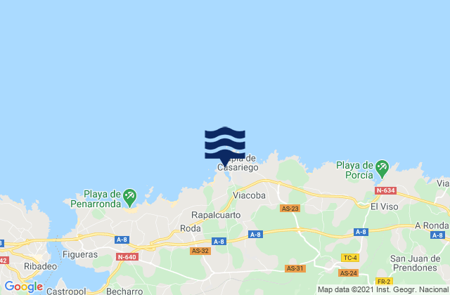 Playa de Tapia, Spainの潮見表地図