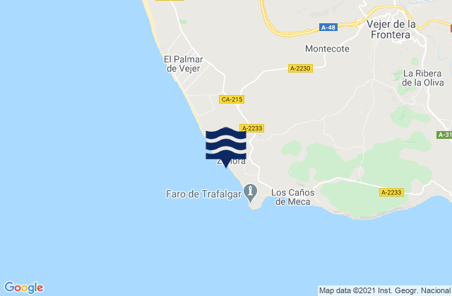 Playa de Zahora, Spainの潮見表地図
