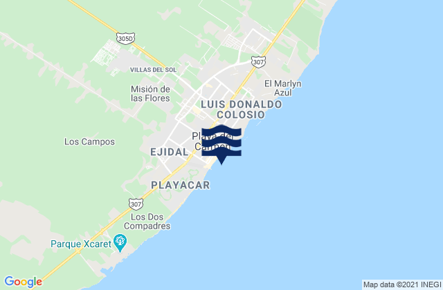 Playa del Carmen, Mexicoの潮見表地図