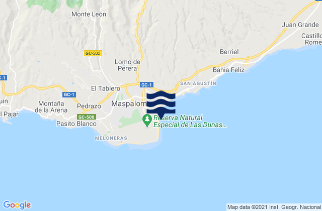 Playa del Inglés, Spainの潮見表地図