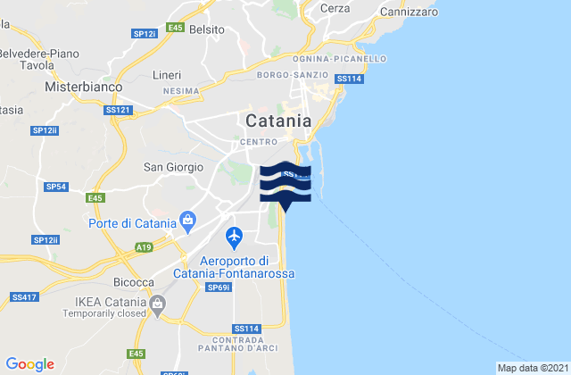 Playa di Catania, Italyの潮見表地図