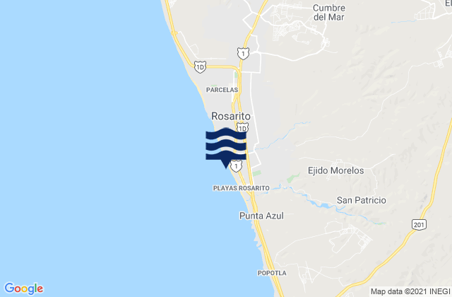 Playas Rosarito, Mexicoの潮見表地図