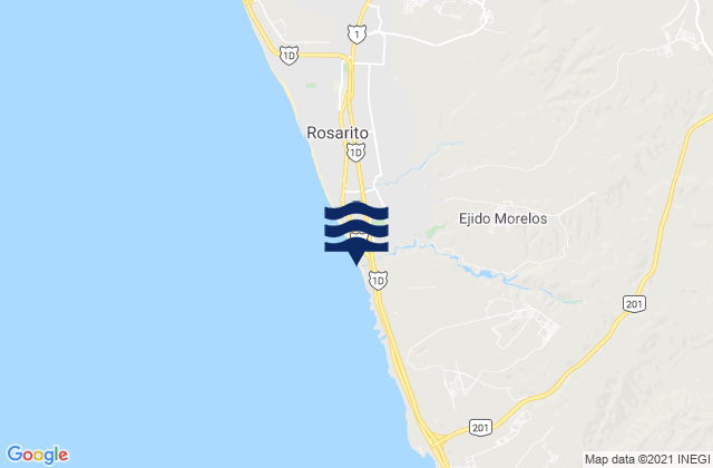 Playas de Rosarito, Mexicoの潮見表地図