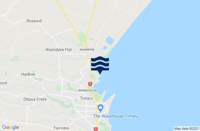 Pleasant Point, New Zealandの潮見表地図