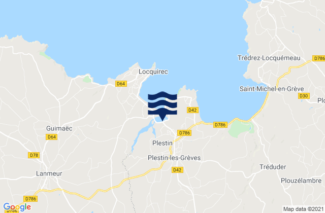 Plestin-les-Grèves, Franceの潮見表地図