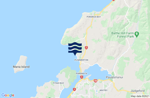 Plimmerton Beach, New Zealandの潮見表地図