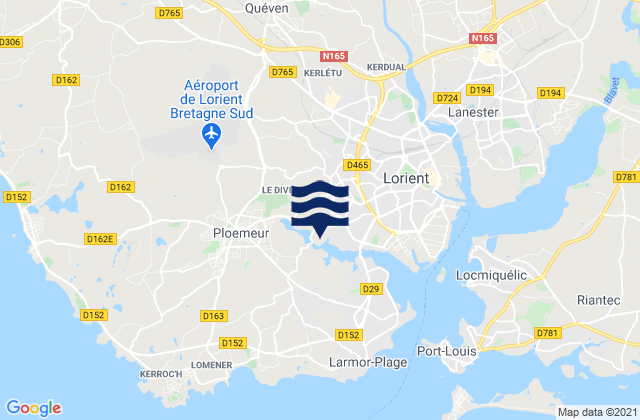 Ploemeur, Franceの潮見表地図