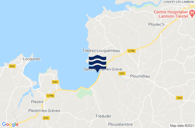 Plouaret, Franceの潮見表地図