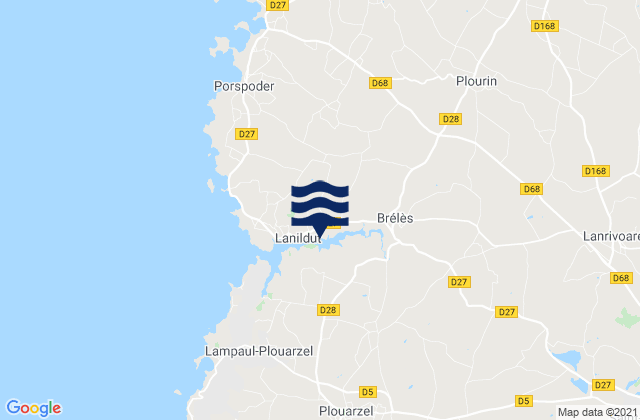 Plouarzel, Franceの潮見表地図