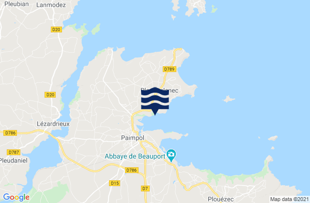 Ploubazlanec, Franceの潮見表地図