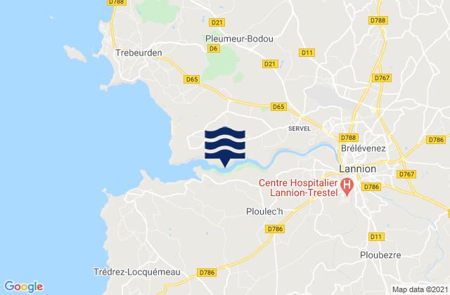 Ploubezre, Franceの潮見表地図