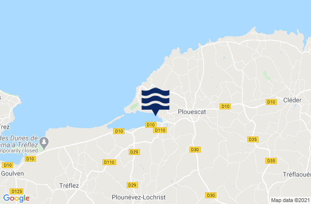 Plouescat, Franceの潮見表地図