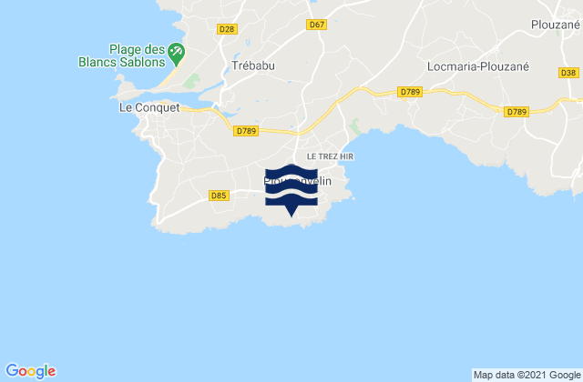 Plougonvelin, Franceの潮見表地図