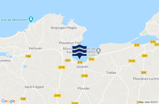 Plouider, Franceの潮見表地図