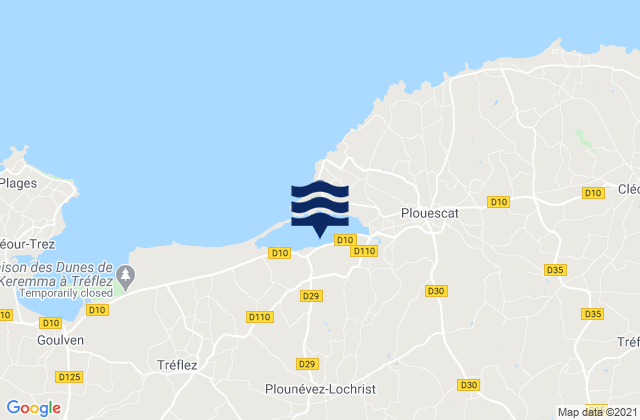 Plounévez-Lochrist, Franceの潮見表地図