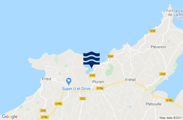 Plurien, Franceの潮見表地図