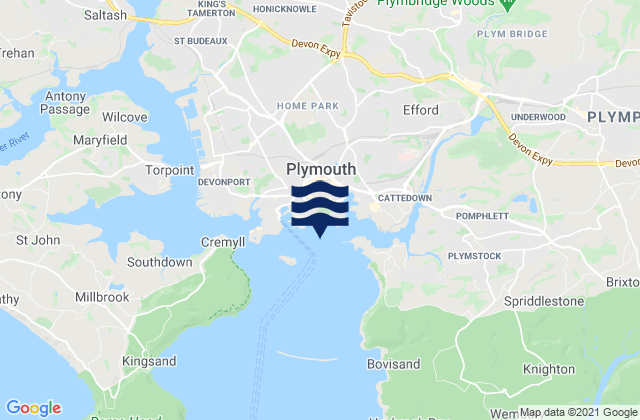 Plymouth, United Kingdomの潮見表地図