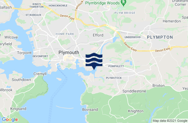 Plympton, United Kingdomの潮見表地図