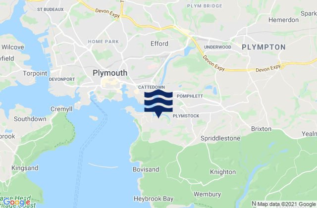 Plymstock, United Kingdomの潮見表地図