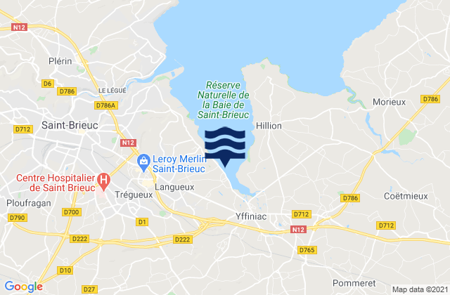 Plédran, Franceの潮見表地図