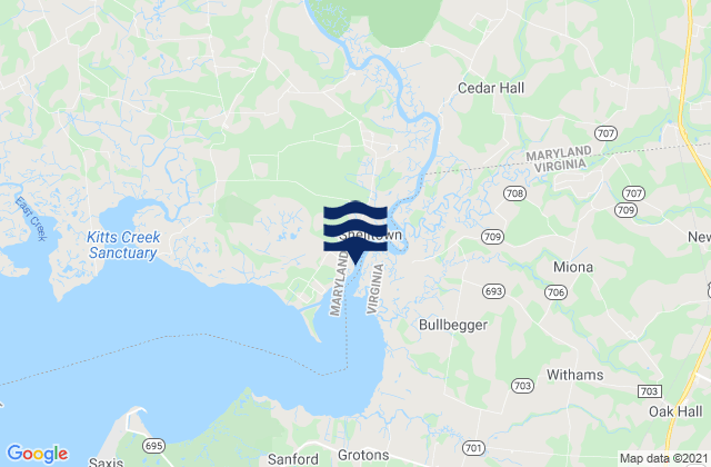 Pocomoke R. 0.5 mile below Shelltown, United Statesの潮見表地図