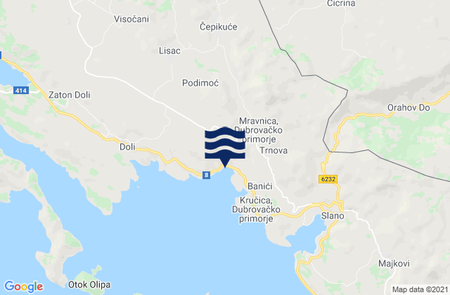 Podgora, Croatiaの潮見表地図