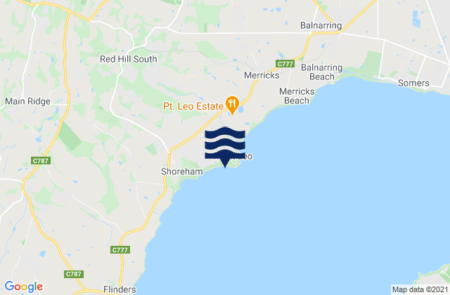 Point Leo Surf Beach, Australiaの潮見表地図
