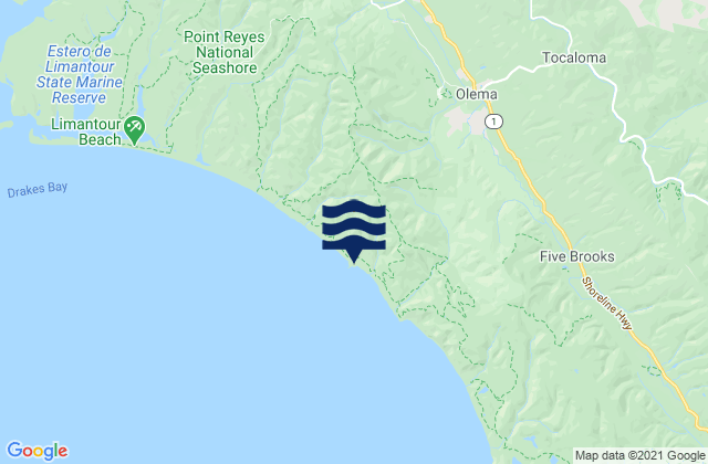 Point Reyes National Seashore, United Statesの潮見表地図