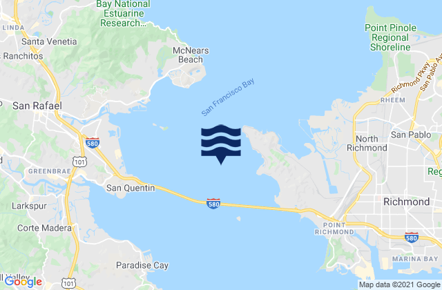 Point San Quentin 1.9 miles east of, United Statesの潮見表地図